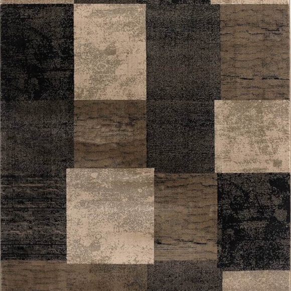 Modern Geometric Brown and Black Area Rug - Picture 4 of 6